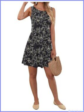 Sleeveless Swing Tank Dress Casual Summer T-Shirt Dress